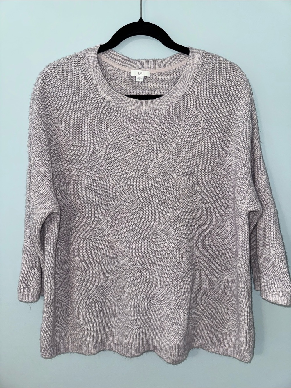 J. Jill Lavender Abstract-Waterfall Cable Knit Oversized Sweater Soft Lilac